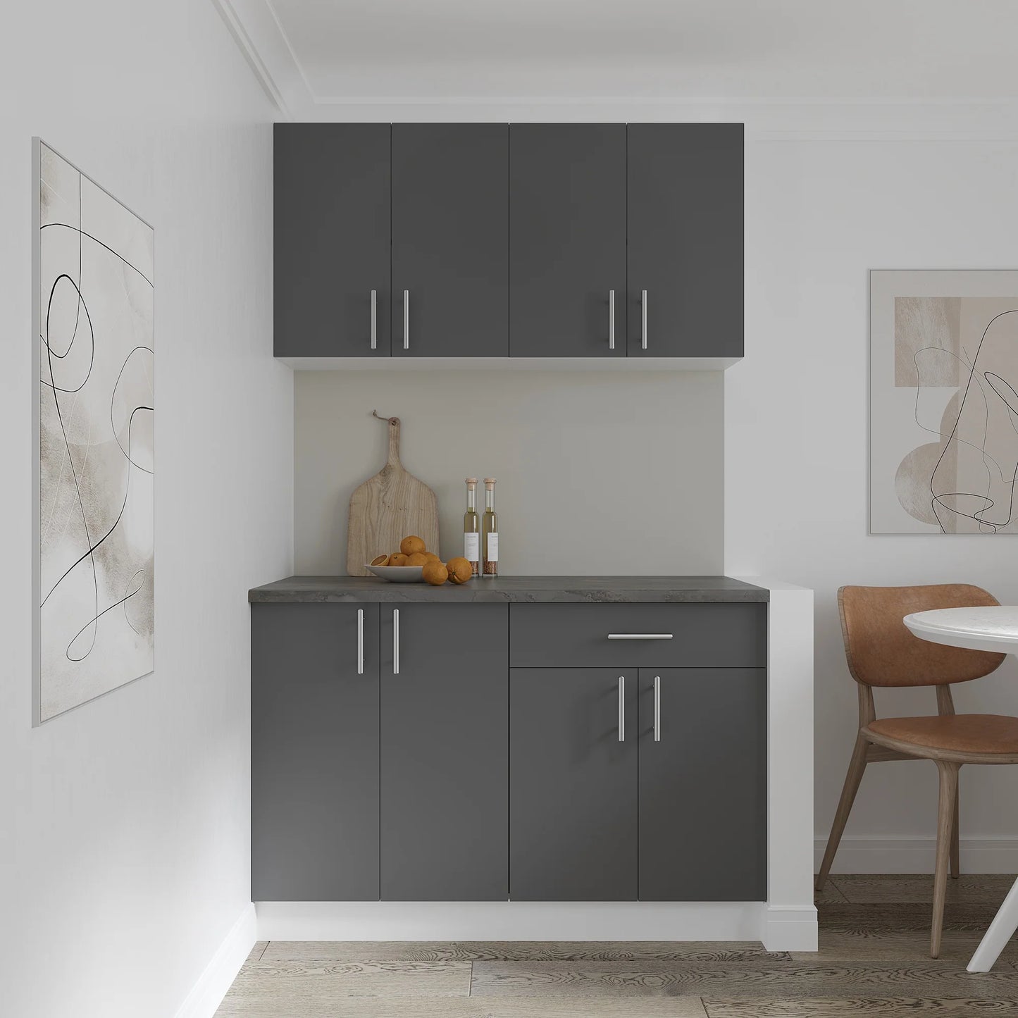 Corp Baza haaus Karo, 1 Sertar, 2 Usi, Antracit/Alb, 60 x 50 x 80 cm