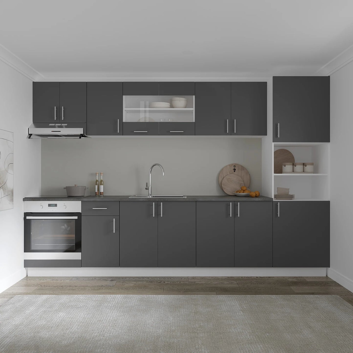 Corp Superior haaus Karo, 2 Usi, cu sticla, Antracit/Alb, 80 x 30 x 60 cm