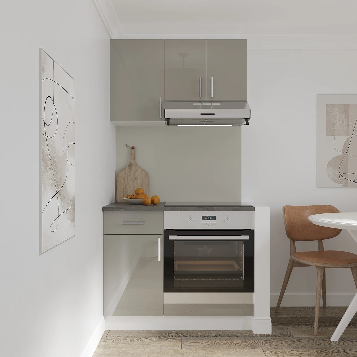 Corp haaus Cuptor Karo, Gri Lucios/Alb, MDF, 60 x 50 x 80 cm