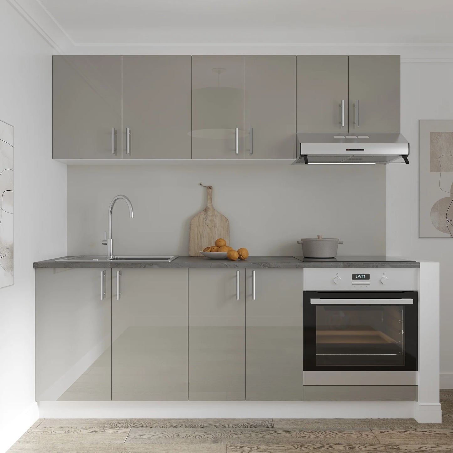 Corp haaus Cuptor Karo, Gri Lucios/Alb, MDF, 60 x 50 x 80 cm