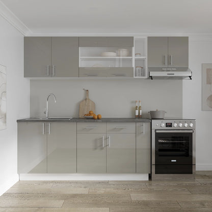 Corp Baza haaus Karo, 2 Sertare, 2 Usi, Gri Lucios/Alb, MDF, 80 x 50 x 80 cm