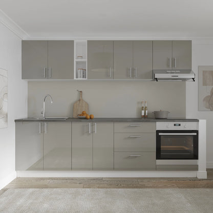 Set Bucatarie haaus Karo V18, Gri Lucios/Alb, MDF, Blat Thermo 28 mm, L 260 cm