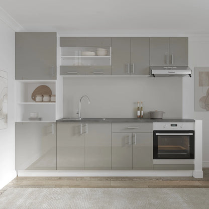 Corp Baza haaus Karo, 1 Sertar, 2 Usi, Gri Lucios/Alb, MDF, 60 x 50 x 80 cm