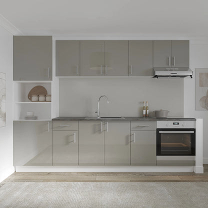Set Bucatarie haaus Karo V24, Gri Lucios/Alb, MDF, Blat Thermo 28 mm, L 280 cm