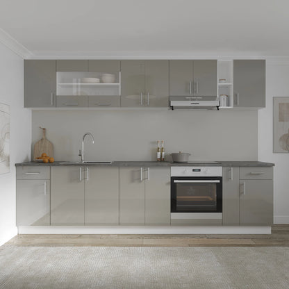 Corp Baza haaus Karo, 1 Sertar, 1 Usa, Gri Lucios/Alb, MDF, 40 x 50 x 80 cm