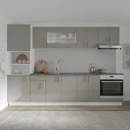 Set Bucatarie haaus Karo V27, Gri Lucios/Alb, MDF, Blat Thermo 28 mm, L 300 cm