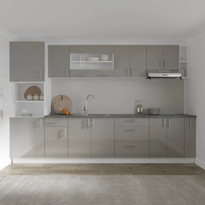 Corp Baza haaus Karo, 1 Sertar, 1 Usa, Gri Lucios/Alb, MDF, 40 x 50 x 80 cm