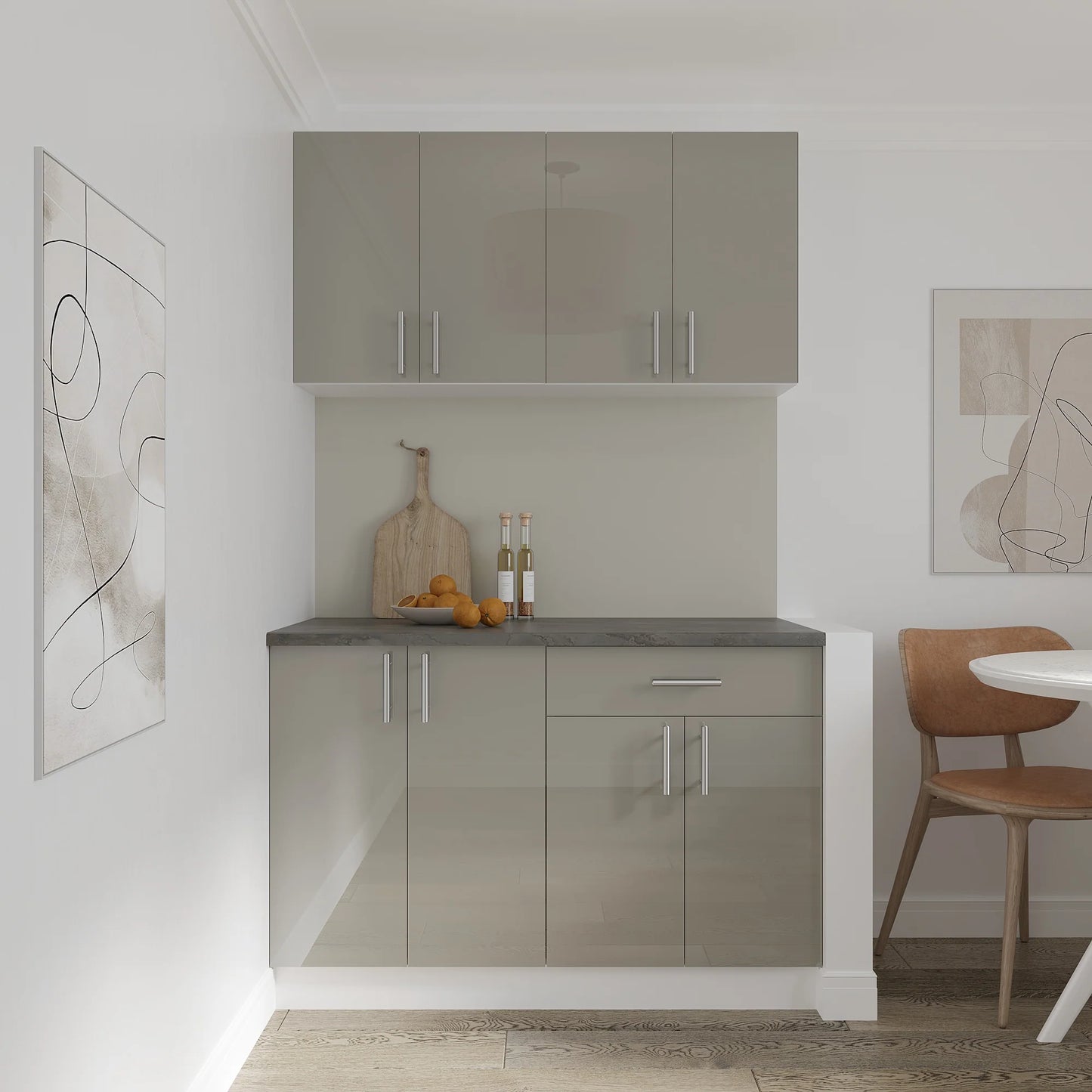 Corp Baza haaus Karo, 2 Usi, Gri Lucios/Alb, MDF, 60 x 50 x 80 cm