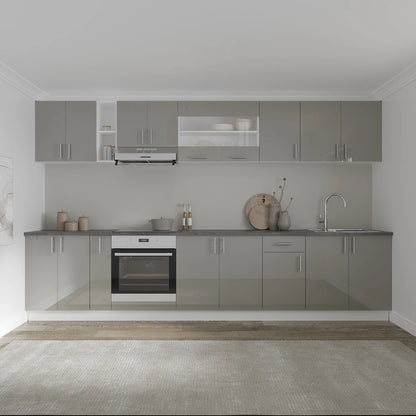 Corp Superior haaus Karo, O Usa, cu sticla, Gri Lucios/Alb, MDF, 40 x 30 x 60 cm
