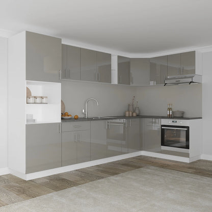 Set Bucatarie Colt haaus Karo V35, Gri Lucios/Alb, MDF, Blat Thermo 28 mm, L 320 x 160 cm