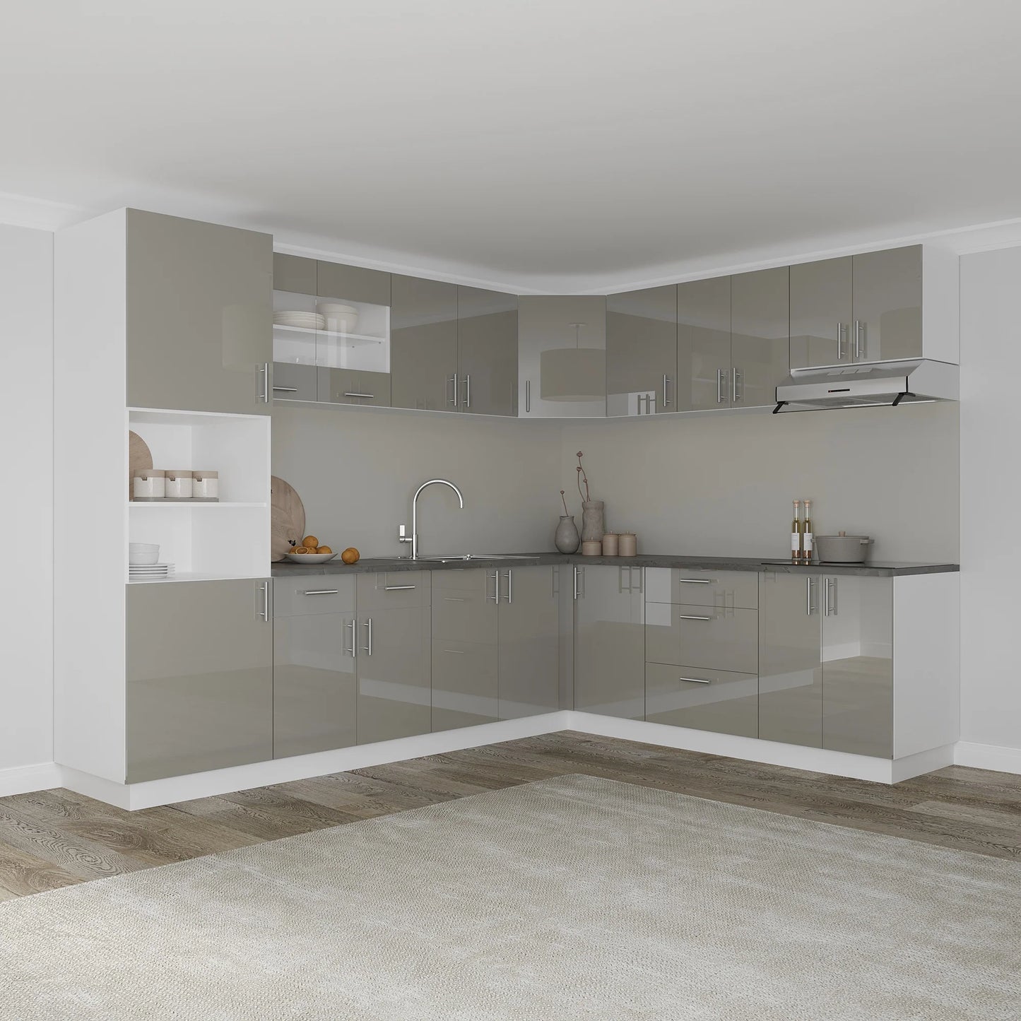 Corp Superior haaus Colt Karo, Gri Lucios/Alb, MDF, 60 x 60 x 60 cm