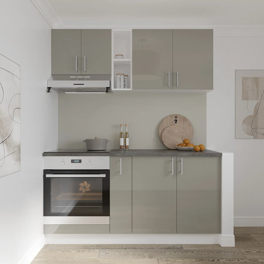 Corp Baza haaus Karo, 2 Usi, Gri Lucios/Alb, MDF, 80 x 50 x 80 cm