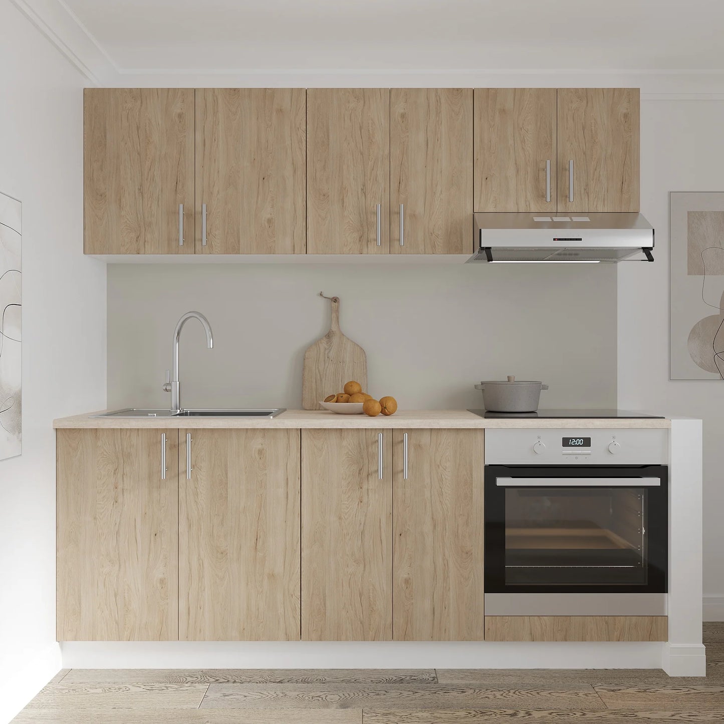 Corp haaus Cuptor Karo, Lemn Natural/Alb, 60 x 50 x 80 cm