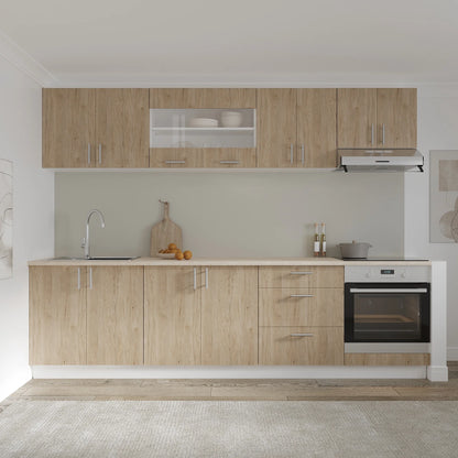Corp Superior haaus Karo, 2 Usi, cu sticla, Lemn Natural/Alb, 80 x 30 x 60 cm