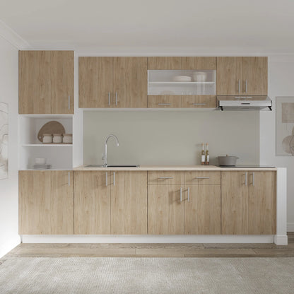 Corp Baza haaus Karo, 2 Sertare, 2 Usi, Lemn Natural/Alb, 80 x 50 x 80 cm