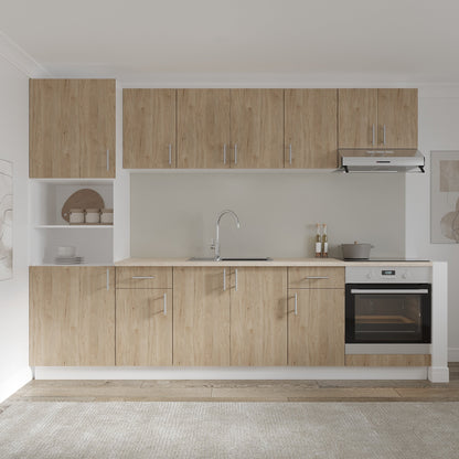 Set Bucatarie haaus Karo V24, Lemn Natural/Alb, Blat Thermo 28 mm, L 280 cm
