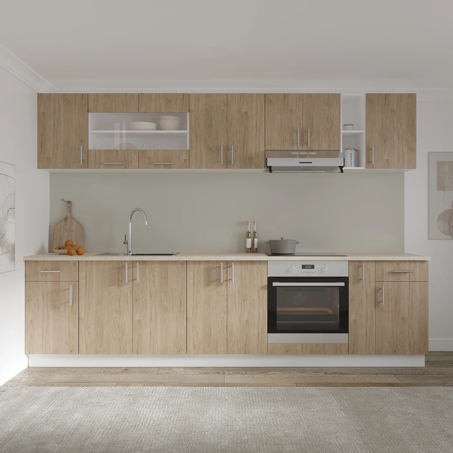 Corp Baza haaus Karo, 2 Usi, Lemn Natural/Alb, 60 x 50 x 80 cm