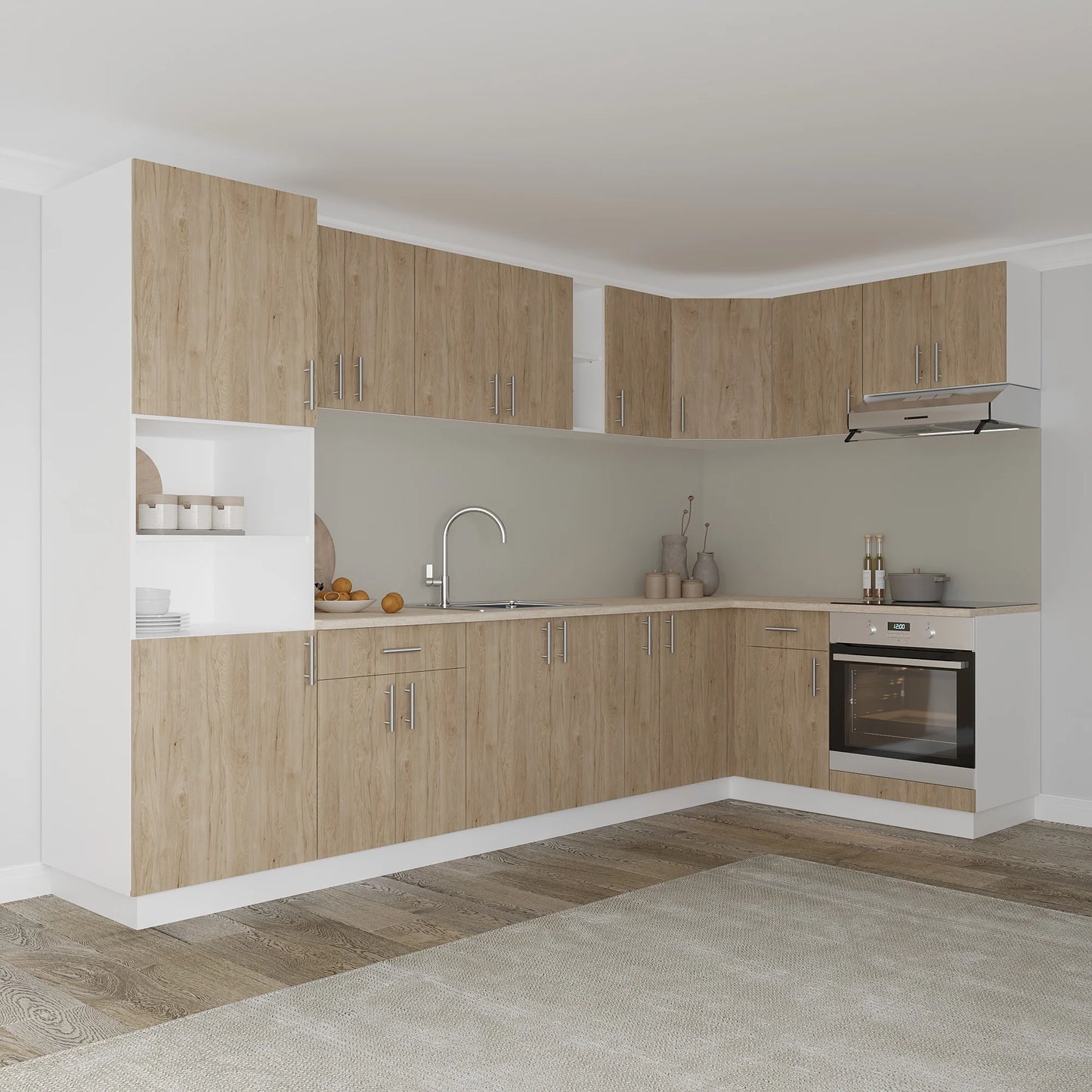 Corp Superior haaus Colt Karo, Lemn Natural/Alb, 60 x 60 x 60 cm
