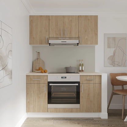 Set Bucatarie haaus Karo V5, Lemn Natural/Alb, Blat Thermo 28 mm, L 140 cm