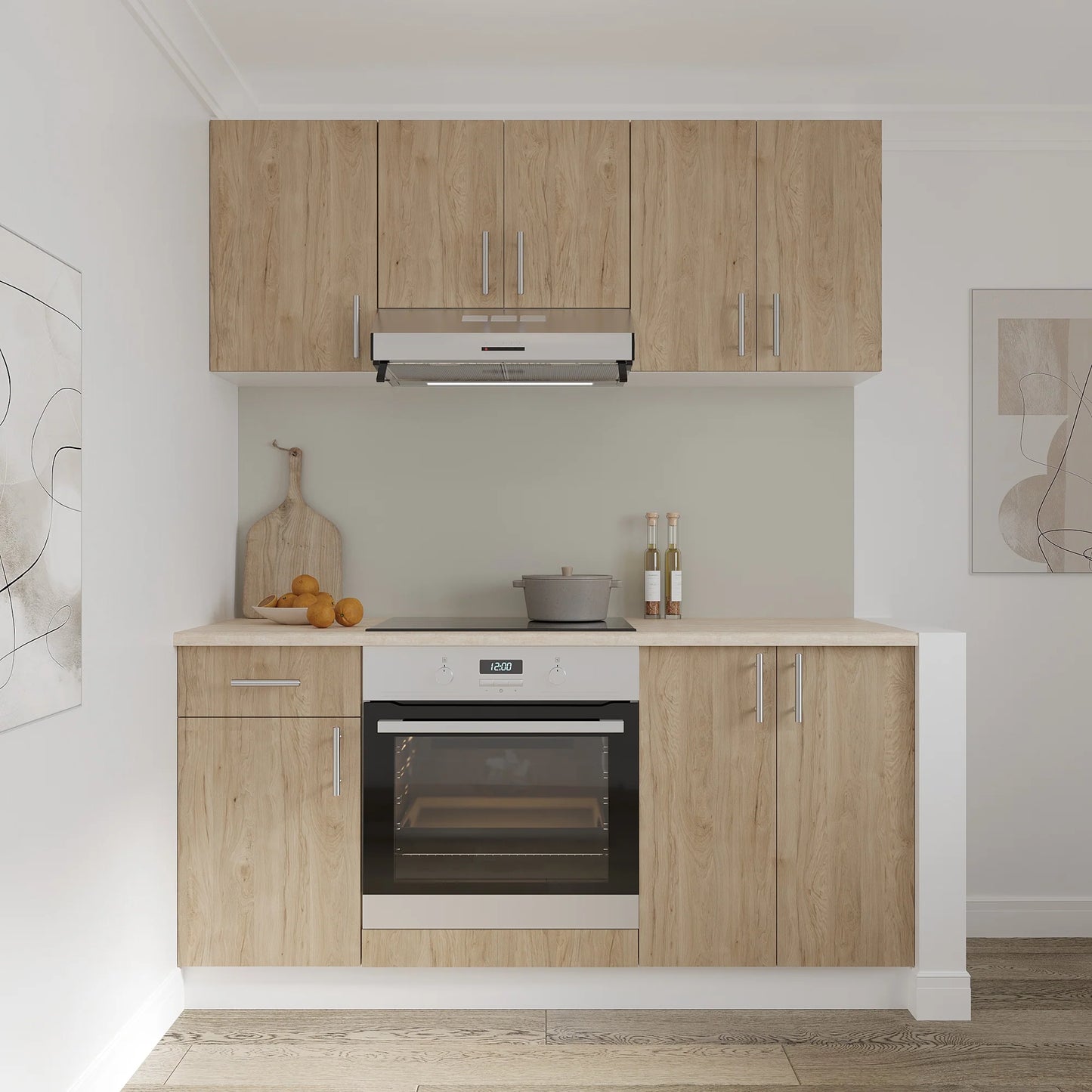 Corp Baza haaus Karo, 1 Sertar, 1 Usa, Lemn Natural/Alb, 40 x 50 x 80 cm