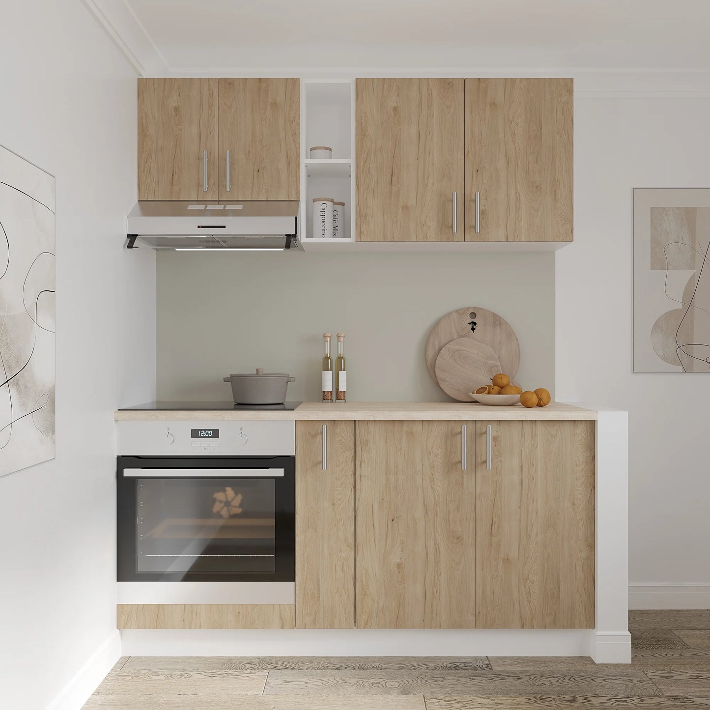 Corp Baza haaus Karo, 2 Usi, Lemn Natural/Alb, 80 x 50 x 80 cm