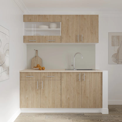 Corp Masca haaus Chiuveta Karo, 2 Usi, Lemn Natural/Alb, 80 x 50 x 80 cm