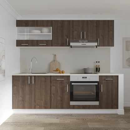 Set Bucatarie haaus Karo V13, Stejar Bronz/Alb, Blat Thermo 28 mm, L 220 cm
