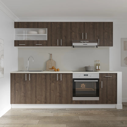 Set Bucatarie haaus Karo V15, Stejar Bronz/Alb, Blat Thermo 28 mm, L 240 cm