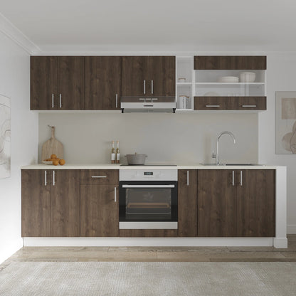 Set Bucatarie haaus Karo V19, Stejar Bronz/Alb, Blat Thermo 28 mm, L 260 cm