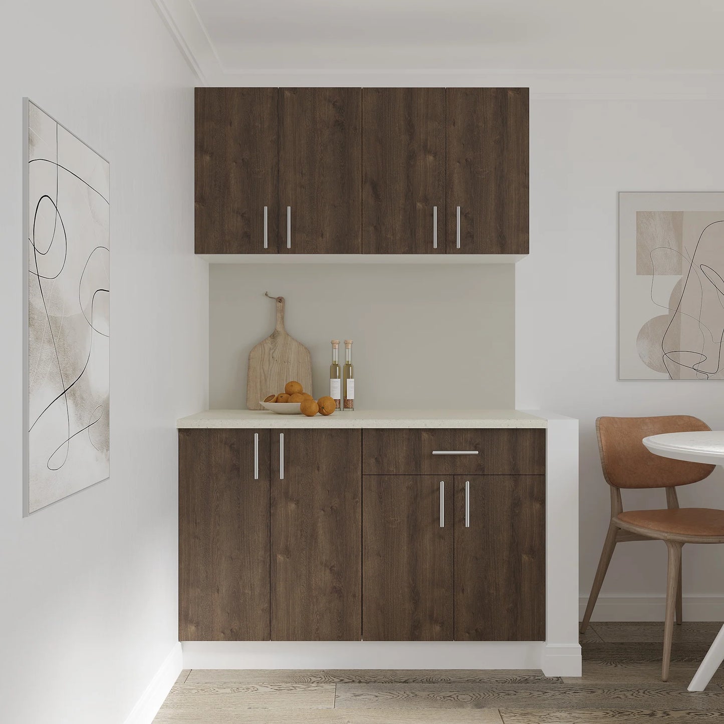 Corp Baza haaus Karo, 1 Sertar, 2 Usi, Stejar Bronz/Alb, 60 x 50 x 80 cm