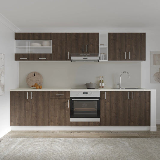 Set Bucatarie haaus Karo V21, Stejar Bronz/Alb, Blat Thermo 28 mm, L 280 cm