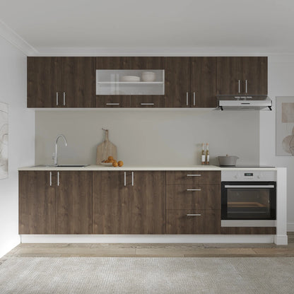 Corp Superior haaus Karo, 2 Usi, cu sticla, Stejar Bronz/Alb, 80 x 30 x 60 cm
