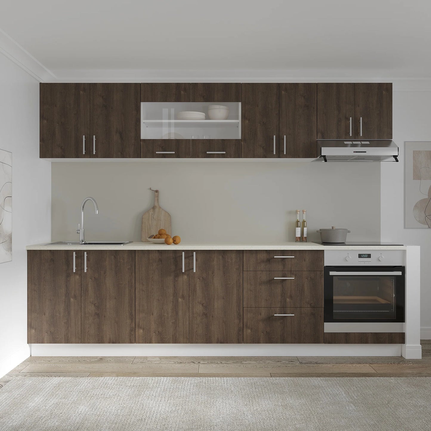 Set Bucatarie haaus Karo V22, Stejar Bronz/Alb, Blat Thermo 28 mm, L 280 cm