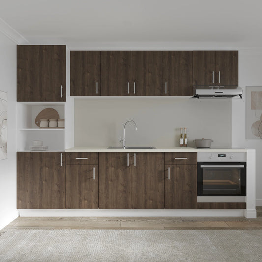 Set Bucatarie haaus Karo V24, Stejar Bronz/Alb, Blat Thermo 28 mm, L 280 cm