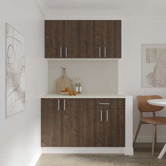 Set Bucatarie haaus Karo V2, Stejar Bronz/Alb, Blat Thermo 28 mm, L 120 cm