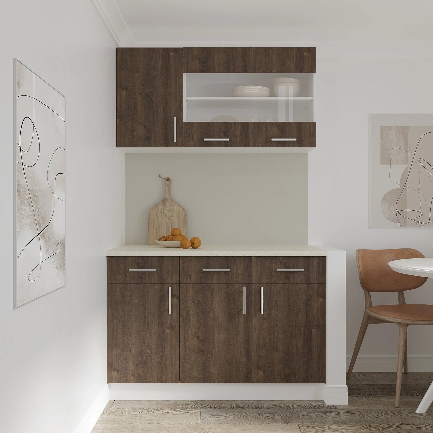 Corp Baza haaus Karo, 2 Sertare, 2 Usi, Stejar Bronz/Alb, 80 x 50 x 80 cm