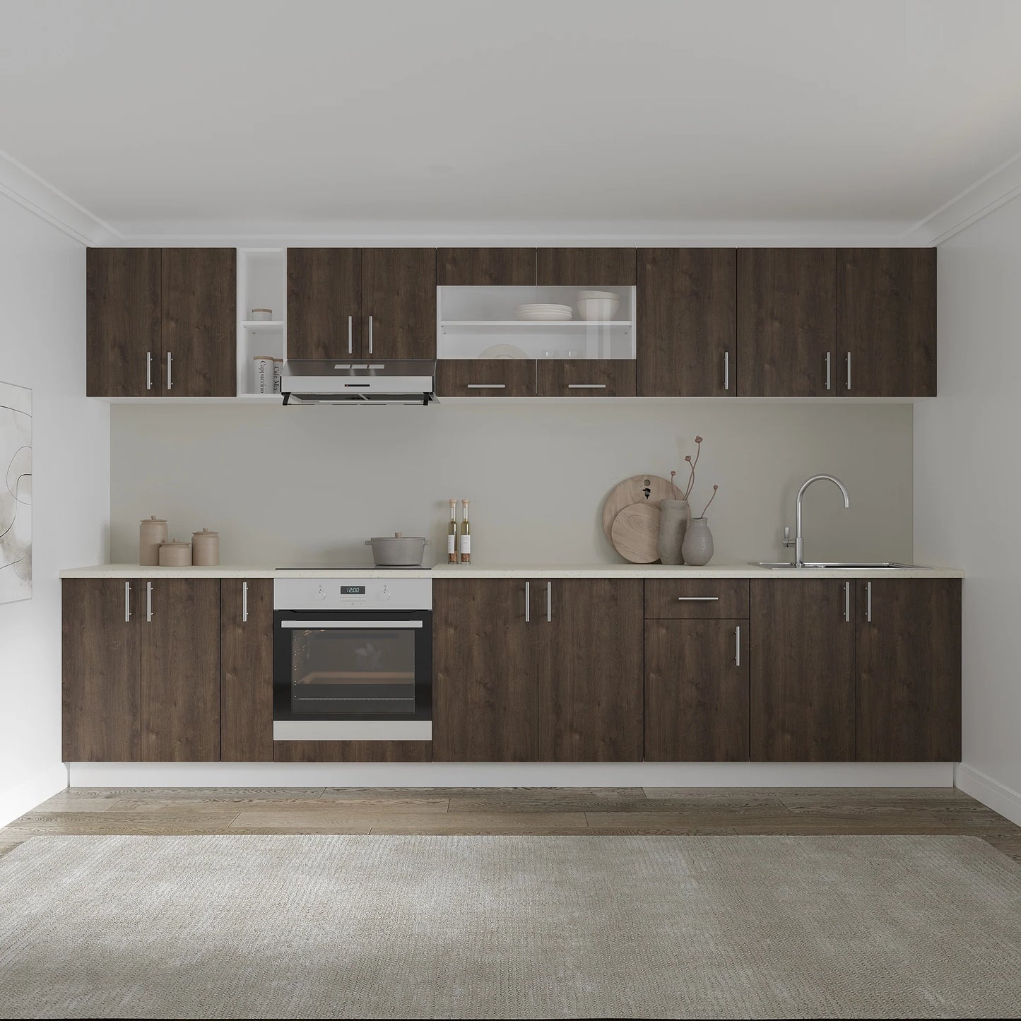 Corp Superior haaus Karo, O Usa, cu sticla, Stejar Bronz/Alb, 40 x 30 x 60 cm