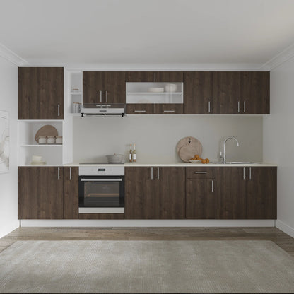 Set Bucatarie haaus Karo V33, Stejar Bronz/Alb, Blat Thermo 28 mm, L 340 cm