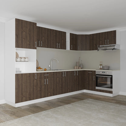 Set Bucatarie Colt haaus Karo V35, Stejar Bronz/Alb, Blat Thermo 28 mm, L 320 x 160 cm
