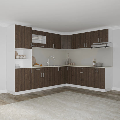 Set Bucatarie Colt haaus Karo V36, Stejar Bronz/Alb, Blat Thermo 28 mm, L 280 x 220 cm