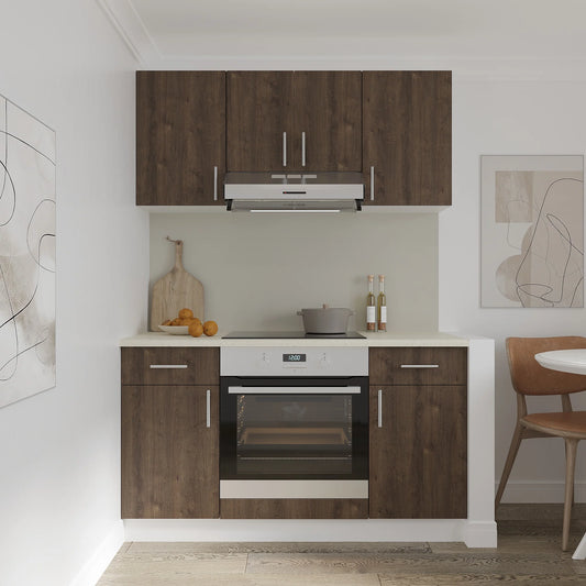 Set Bucatarie haaus Karo V5, Stejar Bronz/Alb, Blat Thermo 28 mm, L 140 cm