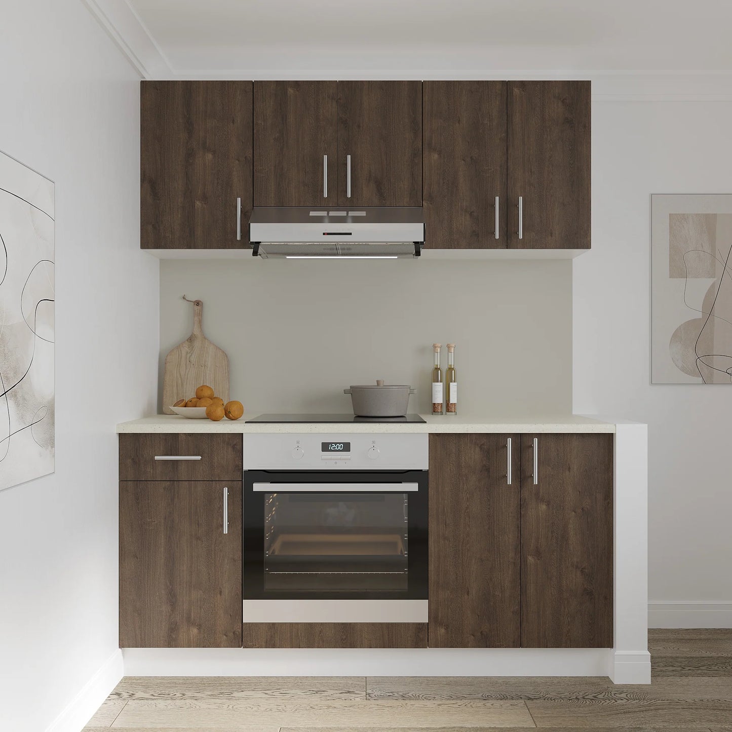 Set Bucatarie haaus Karo V6, Stejar Bronz/Alb, Blat Thermo 28 mm, L 160 cm