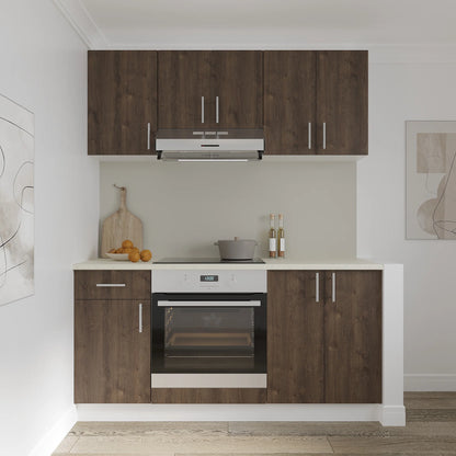 Set Bucatarie haaus Karo V6, Stejar Bronz/Alb, Blat Thermo 28 mm, L 160 cm