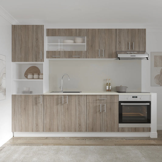 Corp haaus Turn Karo, 2 Usi, cu spatiu cuptor, Stejar Sonoma Inchis/Alb, 60 x 57 x 210 cm