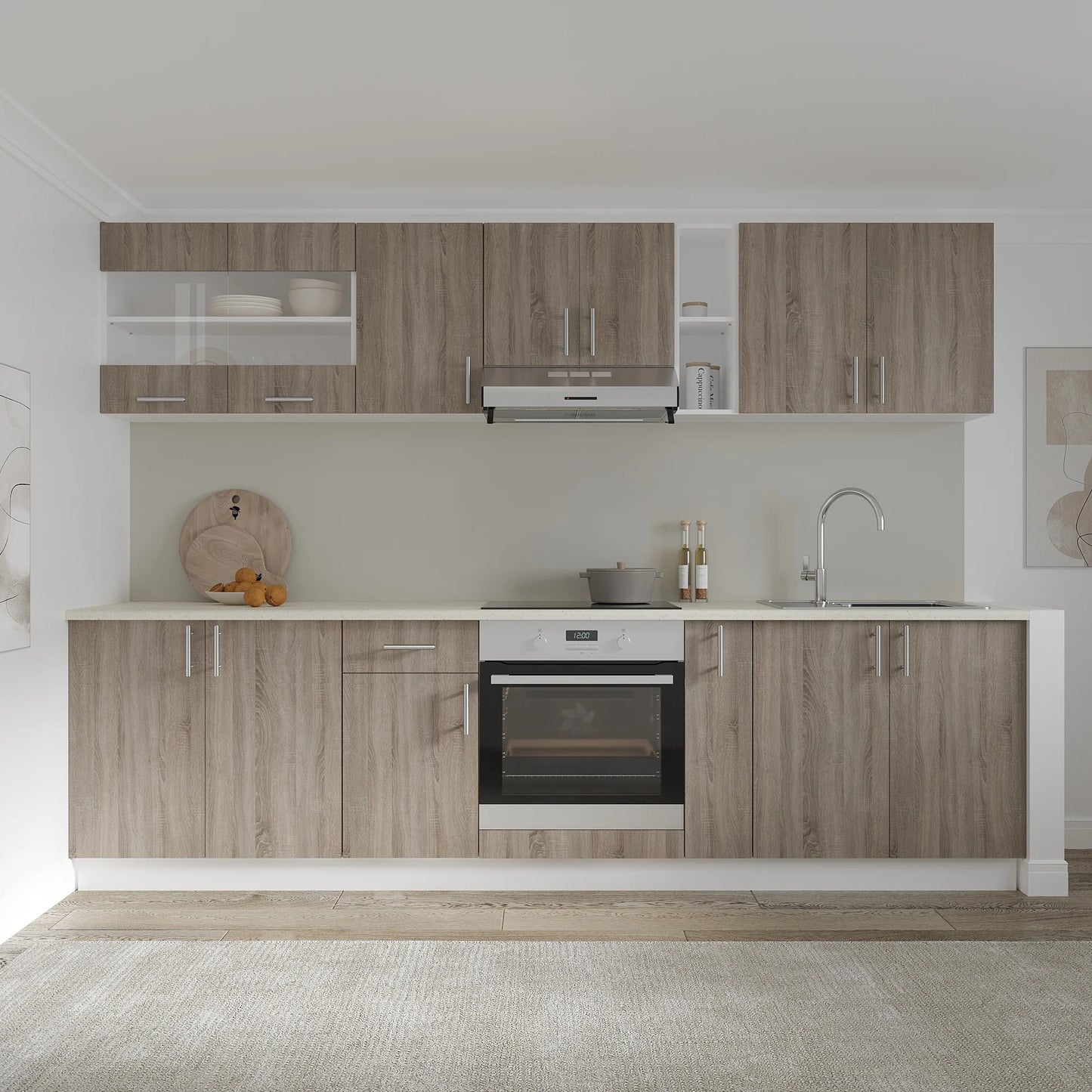 Corp Baza haaus Karo, 2 Usi, Stejar Sonoma Inchis/Alb, 80 x 50 x 80 cm