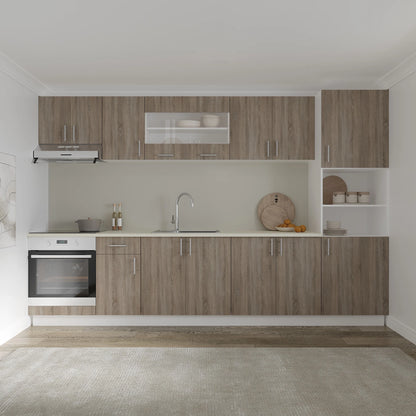 Corp Superior haaus Karo, 2 Usi, cu sticla, Stejar Sonoma Inchis/Alb, 80 x 30 x 60 cm