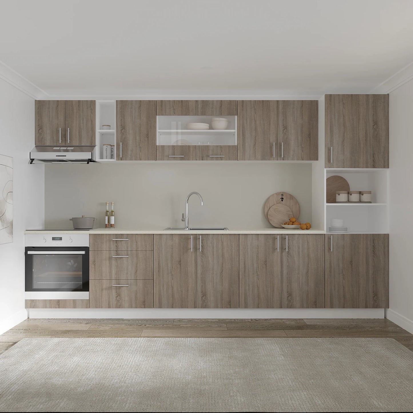 Corp Superior haaus Karo, 2 Usi, Stejar Sonoma Inchis/Alb, 80 x 30 x 60 cm