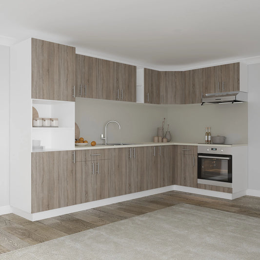 Set Bucatarie Colt haaus Karo V35, Stejar Sonoma Inchis/Alb, Blat Thermo 28 mm, L 320 x 160 cm