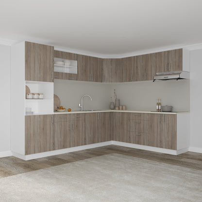 Set Bucatarie Colt haaus Karo V36, Stejar Sonoma Inchis/Alb, Blat Thermo 28 mm, L 280 x 220 cm