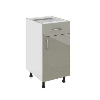 Corp Baza haaus Karo, 1 Sertar, 1 Usa, Gri Lucios/Alb, MDF, 40 x 50 x 80 cm